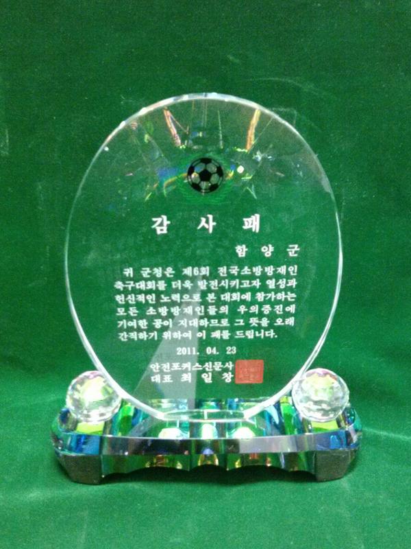 (감사패)제6회전국소방방재인축구대회