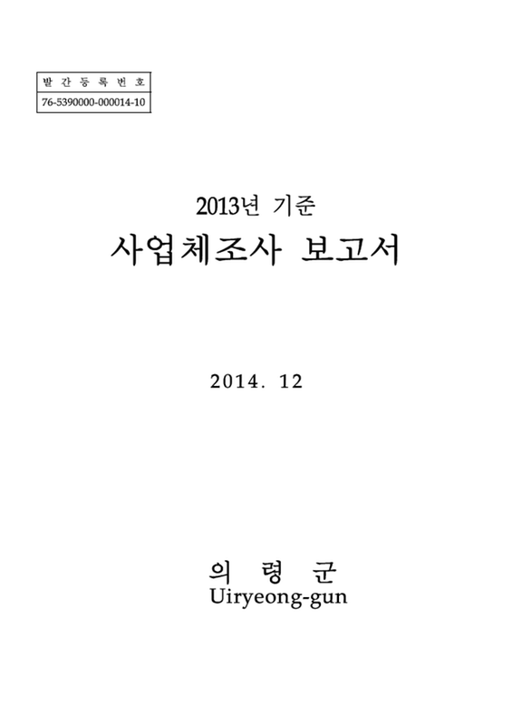(2013년 기준)사업체조사 보고서